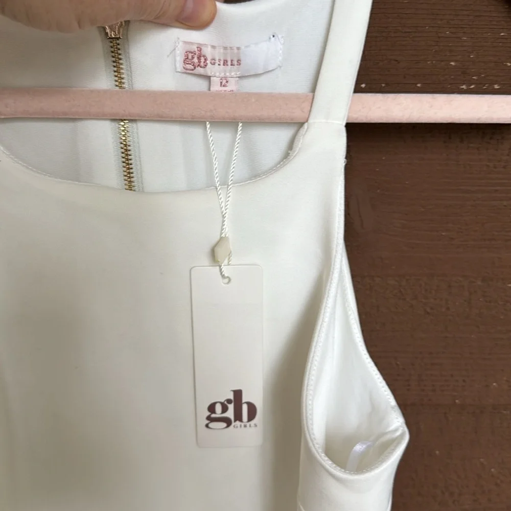 NWT GB Girls White Peplum Halter Dress size 12